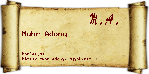 Muhr Adony névjegykártya